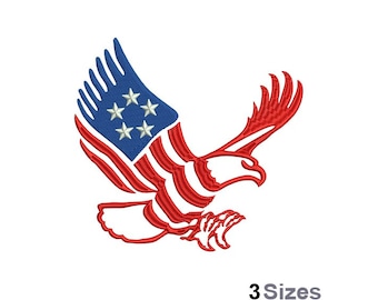 USA Eagle - motif de broderie Machine - 3 tailles, motif de broderie aigle patriotique, broderie aigle drapeau américain, conception des États-Unis