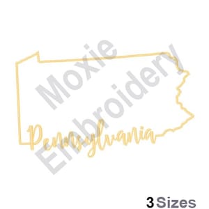 Carte de l'État de Pennsylvanie - motif de broderie Machine, motif de broderie contour de carte Pennsylvanie, conception de carte de l'État de Pennsylvanie, conception de carte PA