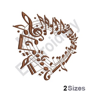 Musical Staff Heart - Machine Embroidery Design, Heart Shaped Musical Notes Embroidery Pattern, I Love Music Embroidery Design