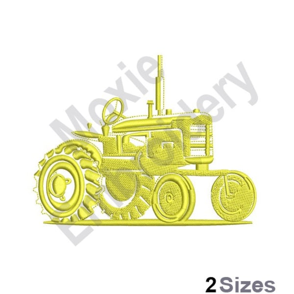Vieux tracteur - Conception de broderie de machine, modèle de broderie de contour de tracteur, conception de broderie agricole, conception de broderie agricole
