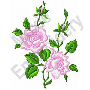 May include: A pink and white rose with green leaves and stems. The rose is in bloom and has a delicate, feminine look.