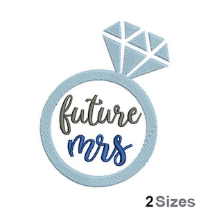 May include: A blue ring with a diamond on top and the text "future mrs" inside.