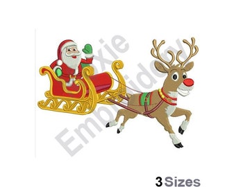 Santa & Rudolph - Machine Embroidery Design - 3 Sizes