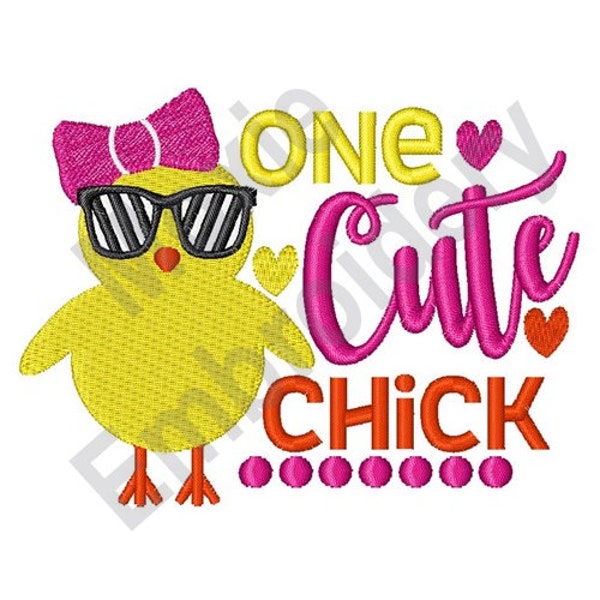 One Cute Chick - Machine Embroidery Design, Baby Chicken Embroidery Pattern, Funny Chick Sunglasses Embroidery Design