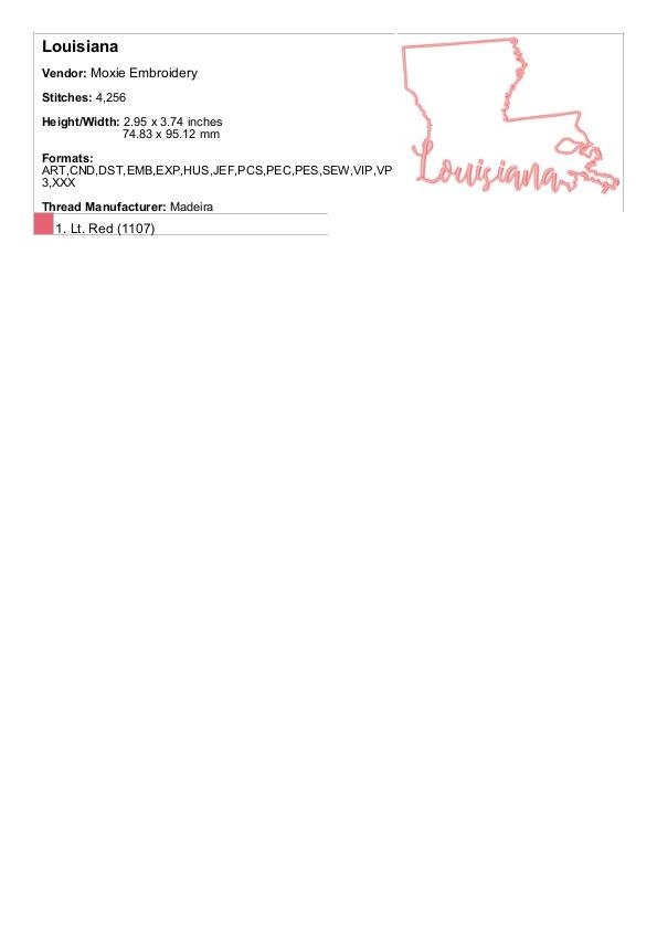 Louisiana Pattern Louisiana State Map - Machine Embroidery Design, Louisiana Map Outline ...