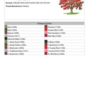 Autumn Tree - Machine Embroidery Design - 3 Sizes, Fall Leaves Tree ...