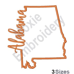 Alabama State Map - Maschinenstickerei, Alabama Umriss Stickerei Design, US Bundesstaat Karte Stickdatei
