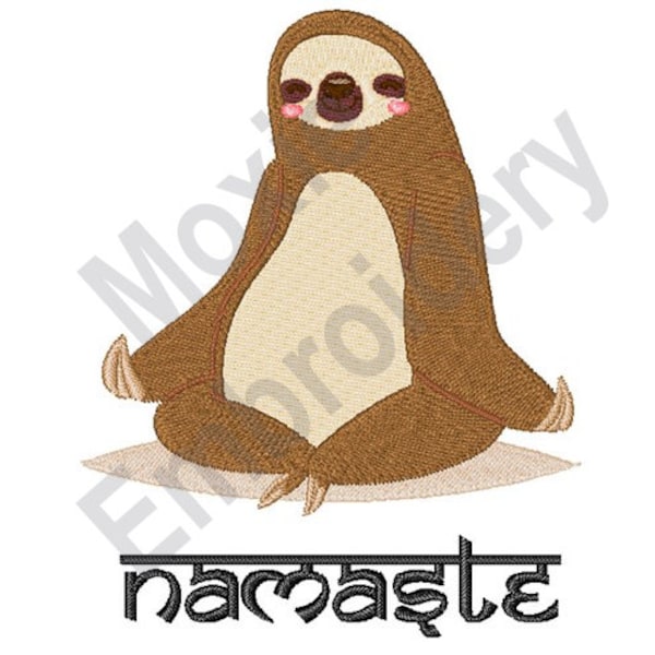Namaste Sloth - Machine Embroidery Design, Yoga Sloth Embroidery Pattern, Meditating Sloth Embroidery Design