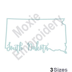 Carte de l'État du Dakota du Sud - motif de broderie Machine, motif de broderie de l'État du Dakota du Sud, motif de l'État américain, broderie contour de carte SD