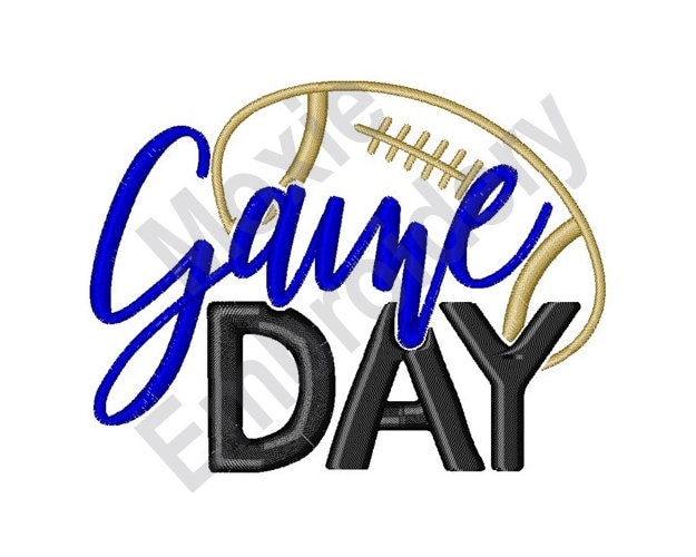 Game Day Football - Machine Embroidery Design, Football Outline Embroidery Pattern, Football Game Day Embroidery Design