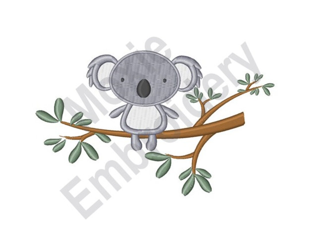 Perched Koala Machine Embroidery Design, Baby Koala Embroidery Pattern ...