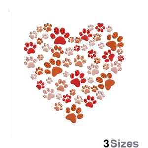 Paw Print Heart - Machine Embroidery Design - 3 Sizes, Dogs Pawprints Embroidery, Valentine's Day Design, I Love Pets Embroidery Pattern