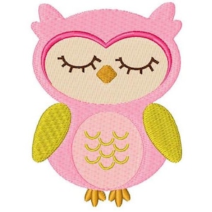 Pink Spring Owl - Machine Embroidery Design