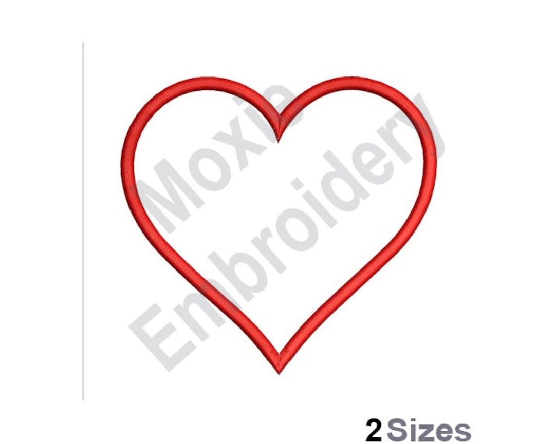 Simple Heart Outline Machine Embroidery Design, Love Heart Embroidery