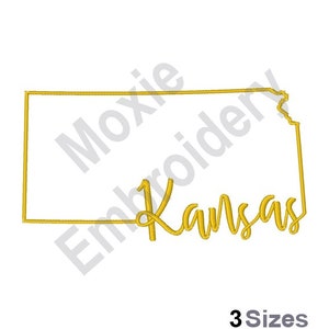 Carte de l'État du Kansas - motif de broderie Machine, motif de broderie contour de carte du Kansas, motif de broderie carte de l'État du Kansas, motif de carte KS