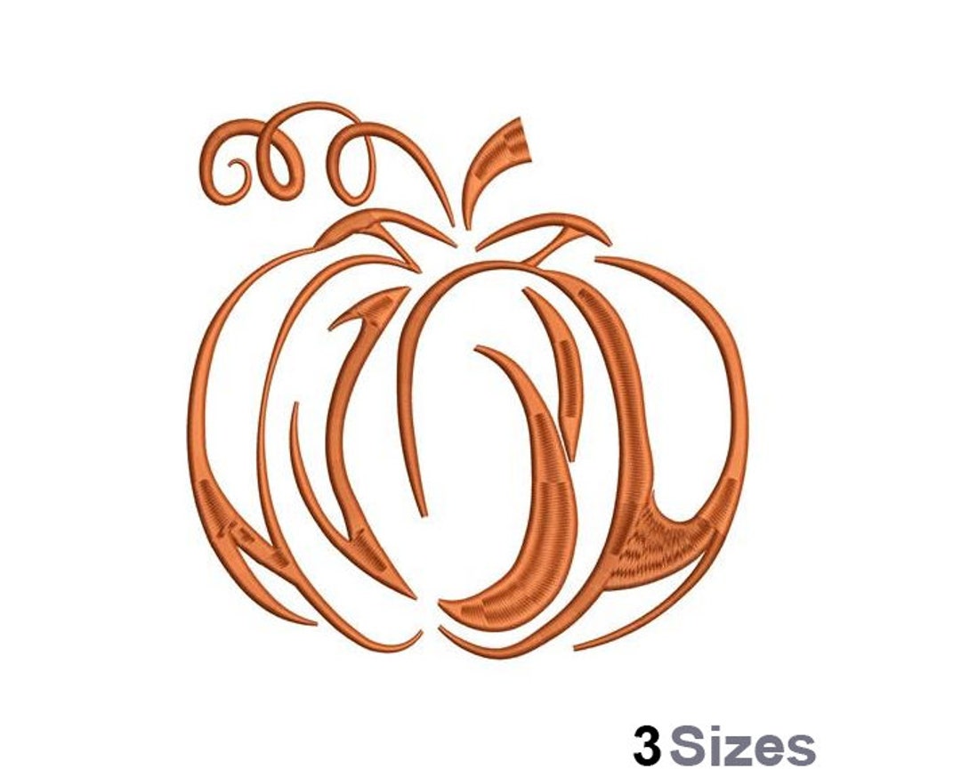 Pumpkin - Machine Embroidery Design - 3 Sizes, Fall Pumpkin Embroidery ...