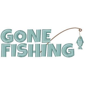 Gone Fishing Logo - Machine Embroidery Design