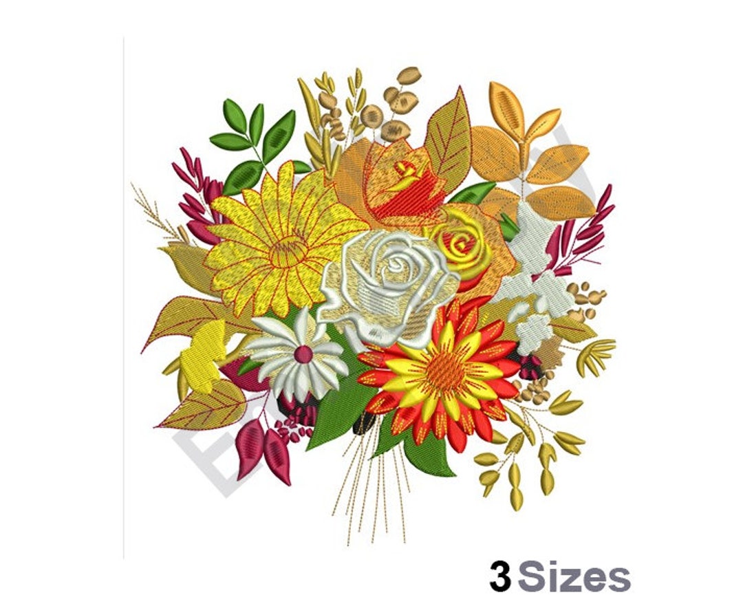 Flower Bouquet - Machine Embroidery Design - 3 Sizes, Floral ...