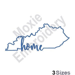 Kentucky Home - Machine Embroidery Design, Kentucky Map Outline Embroidery Pattern, American State Map Embroidery Design, KY Map Design