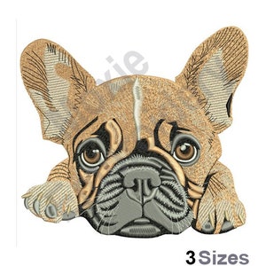 Bouledogue français - motif de broderie Machine - 3 tailles, motif de broderie chiot bouledogue, motif de broderie tête de chien