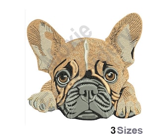 French Bulldog - Machine Embroidery Design - 3 Sizes, Bulldog Puppy Embroidery Pattern, Dog Head Embroidery Design