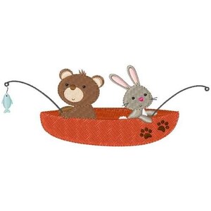Fishing Rabbit & Bear - Machine Embroidery Design