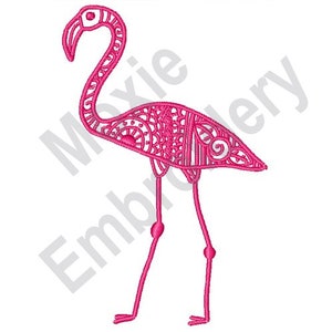 Pink Flamingo - Machine Embroidery Design, Zentangle Flamingo Embroidery Pattern, Zentangle Bird Embroidery Design
