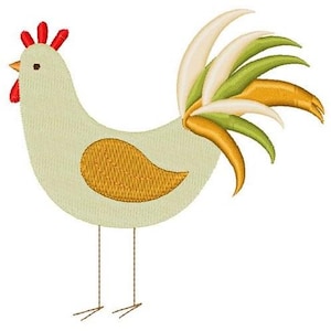 Rooster - Machine Embroidery Design, White Rooster Embroidery Pattern, Kitchen Rooster Embroidery Design, Chicken Embroidery Design