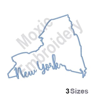 Carte de l'État de New York - motif de broderie Machine, motif de broderie contour de carte de New York, motif de broderie carte de l'État américain, conception de carte de New York