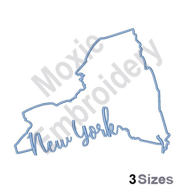 New York State Map - Machine Embroidery Design, New York Map Outline Embroidery Pattern, American State Map Embroidery Design, NY Map Design