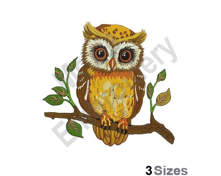 Owl in Tree - Machine Embroidery Design - 3 Sizes, Baby Owl Embroidery ...