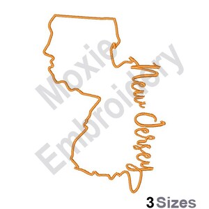 New Jersey State Map - Machine Embroidery Design, New Jersey Map Outline Embroidery Pattern, American State Embroidery, NJ State Map Design