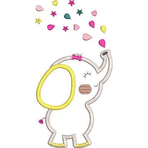 Playful Elephant Applique - Machine Embroidery Design