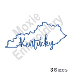 Carte de l'État du Kentucky - motif de broderie Machine, motif de broderie de l'État du Kentucky, motif de broderie contour carte État américain