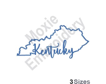 Kentucky State Map - Machine Embroidery Design, Kentucky State Embroidery Pattern, American State Map Outline Embroidery Design