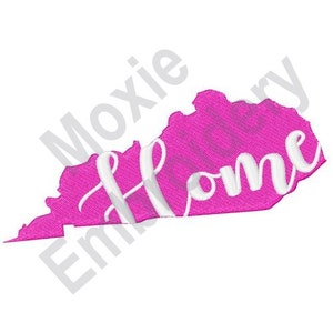 Kentucky Home - Machine Embroidery Design, Kentucky State Map Embroidery Pattern, Bluegrass State Design, American State Embroidery Design