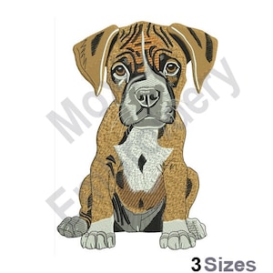 Boxer - Machine Embroidery Design - 3 Sizes, Boxer Puppy Embroidery Pattern, Cute Sitting Dog Embroidery Design