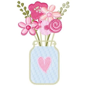 Spring Floral Vase - Machine Embroidery Design