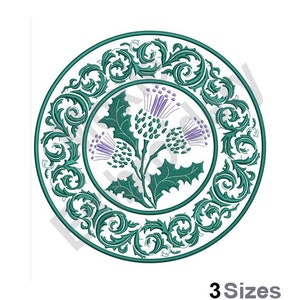 Scottish Thistle Leaves Ornament - Machine Embroidery Design - 3 Sizes, Thistle Leaf Circle Embroidery Design, Scotland Symbol Embroidery