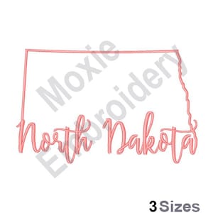 Nord Dakota Karte - Maschinenstickerei, Nord Dakota Stickmuster, US Bundesstaat Design, ND State Karte Umriss