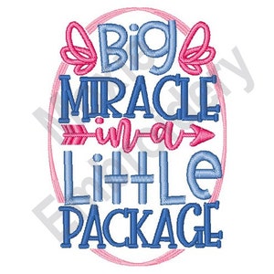 Big Miracle Little Package - Machine Embroidery Design, Baby Girl Diva Embroidery Pattern, Baby Child Embroidery Design