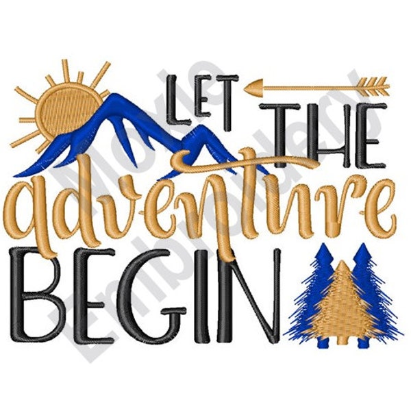 Let The Adventure Begin - Machine Embroidery Design, Mountain Landscape Embroidery Pattern, Trees Embroidery Design, Outdoors Embroidery