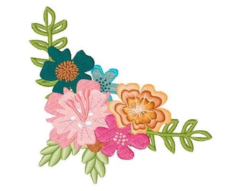Tropical Floral Corner - Machine Embroidery Design