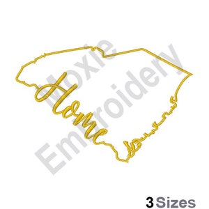 Carte de l'État de Caroline du Sud - motif de broderie Machine, motif de broderie d'État de Caroline du Sud, contour de carte de l'État américain, carte de l'État de Caroline du Sud