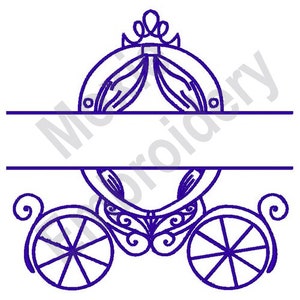 Carrozza della principessa - Disegno per ricamo a macchina, disegno per ricamo carrozza con telaio diviso, disegno carrozza delle fiabe, modello carrozza con nome