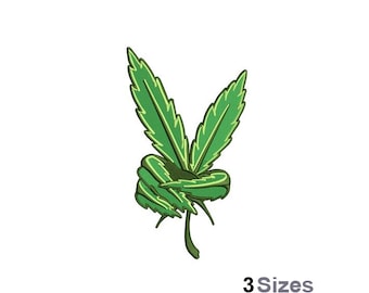 Cannabis Peace - Machine Embroidery Design - 3 Sizes, Marijuana Leaf Embroidery Pattern, Peace Sign Leaf Embroidery Design