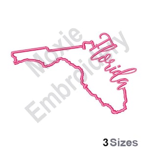 Kaart van de staat Florida - machineborduurontwerp, kaart van de staat Florida borduurpatroon, borduurontwerp Amerikaanse staat, kaart van de staat Florida