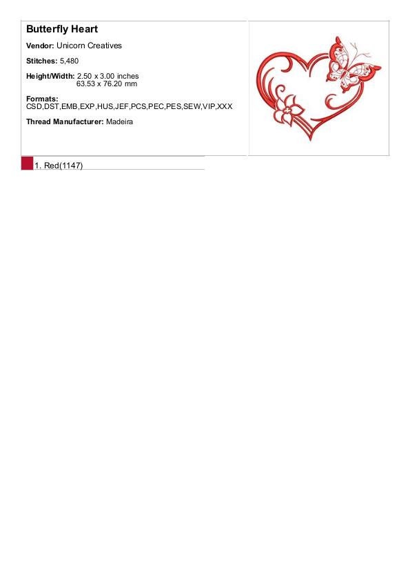 Butterfly Heart - Machine Embroidery Design - 3 Sizes, Love Heart ...