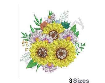 Sunflower Bouquet - Machine Embroidery Design - 3 Sizes