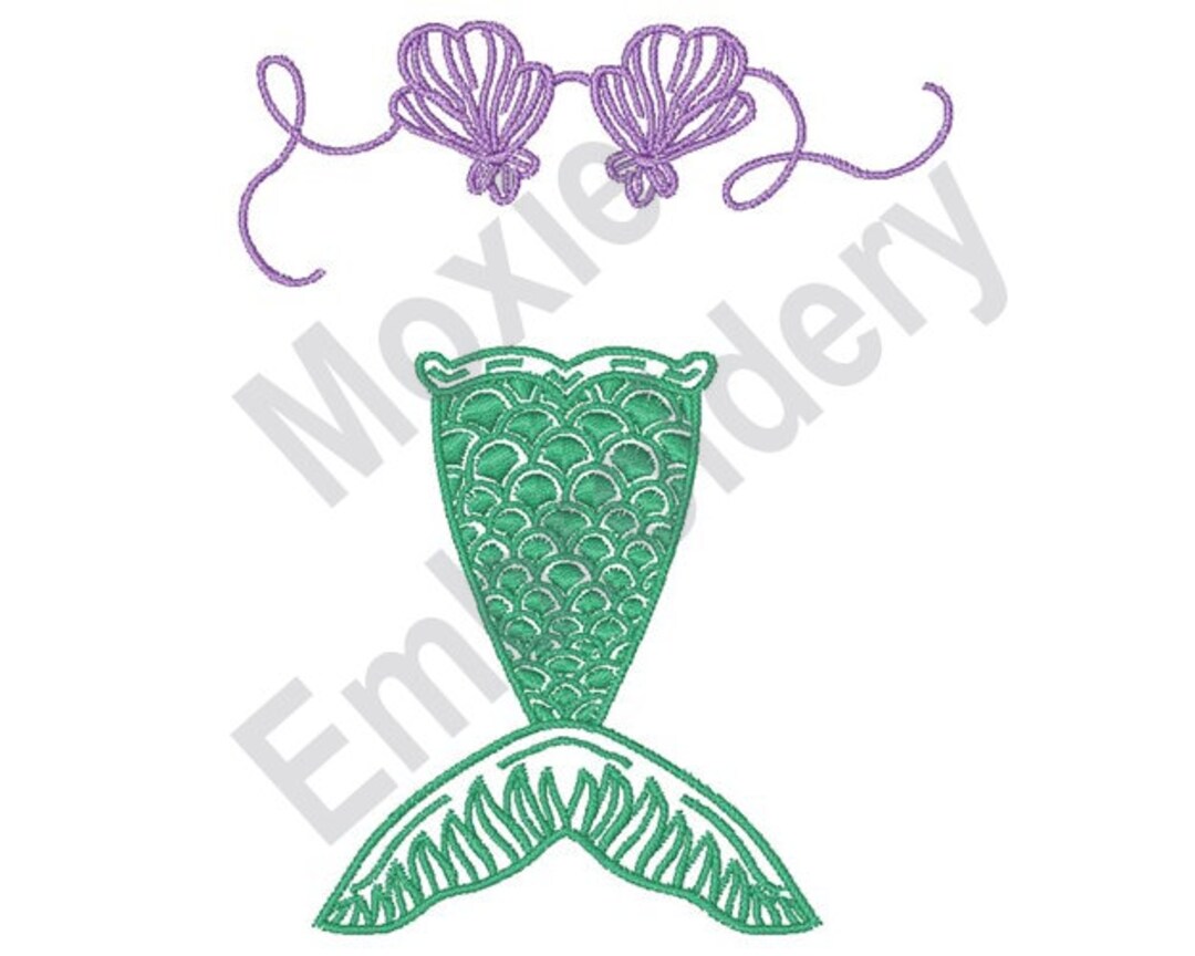 Mermaid Tail Machine Embroidery Design, Girl Mermaid Tail Embroidery